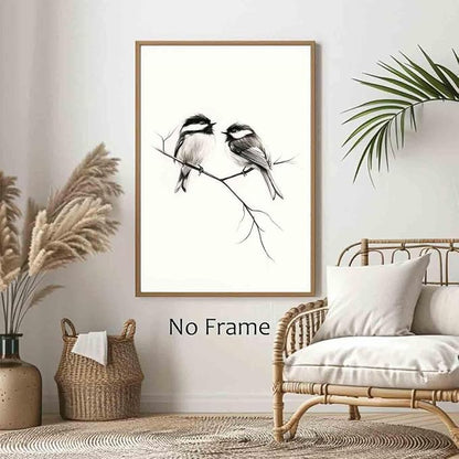 Bird Sketch Wall Art Minimalist Animal Print Vintage Bird Prints Pencil Drawing Wall Art Minimalist Birds Canvas Animal Sketch Prints Black And White Birds Picture Neutral Room Decor 16x24inch No Frame