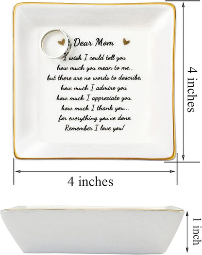 JoycuFF Gifts for Mom Birthday Unique from Daughter Ring Trinket Dish Tray Jewelry Ring Holder Mother's Day Thanksgiving Day Christmas Gifts for Mama Mother