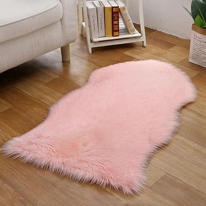 Faux Fur Small Rug 2 x 3 ft Pink Shaggy Sheepskin Machine Washable Fuzzy Area Rug Super Soft Fluffy Plush Carpet for Bedroom Living Room Floor Nursery Kids Room Bedside Rug
