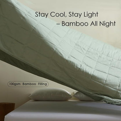 EP Mode Lightweight Quilt Blanket for Summer, Viscose from Bamboo Fabric & Filling, Natural, Breathable & Machine Washable- Sage Green, King