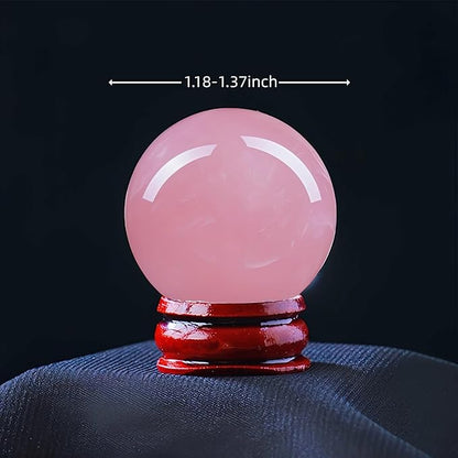 Natural Clear Quartz Crystal Sphere with Stand，5PC Real Crystals Ball, Clear Quartz Small Ball Decor (Rose Quartz Ball)