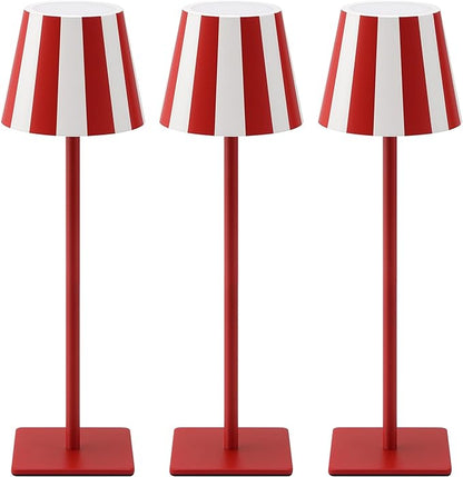 UME 3 Pack Cordless Table Lamp, Battery Operated Lamp - Portable Waterproof Rechargeable Table Lamp w/ 3 Color Temps & Stepless Dimming for Dinner, Desk, Cafe, Outdoor (Red)