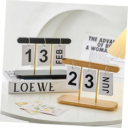 Generic Simple Perpetual Desk Calendar with Movable Blocks for Office Home and Classroom Decoration Reusable Nordic Style Table Ornament for Living and Teacher Desk