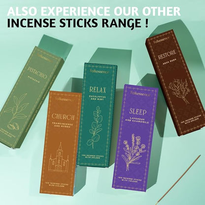 Folkulture Incense Sticks with Holder (100 Sticks)| Pistachio Sweet Incense Stick for Meditation, Aromatherapy, Gifts for Women | No Charcoal,Organic,Non Toxic, 45 Mins, Long Burning Insence-Sticks