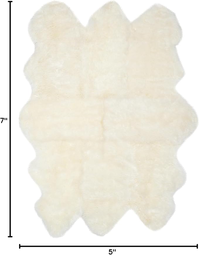 SAFAVIEH Sheep Skin Collection Area Rug - 5'5" x 7'7", White, Handmade Rustic Glam Genuine Pelt, 3.4-inch Thick Ideal for High Traffic Areas in Living Room, Bedroom (SHS121A)
