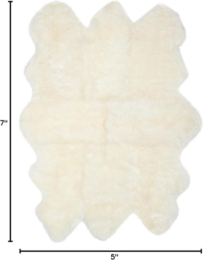 SAFAVIEH Sheep Skin Collection Area Rug - 5'5" x 7'7", White, Handmade Rustic Glam Genuine Pelt, 3.4-inch Thick Ideal for High Traffic Areas in Living Room, Bedroom (SHS121A)