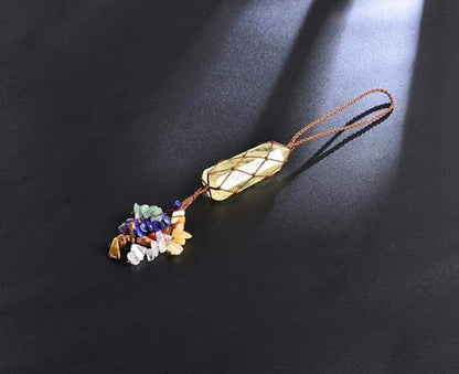 Home Decor Hanging Ornaments Natural Citrine Chakra Ornaments Gemstones Reiki Feng Shui Ornament Window Car Ornament