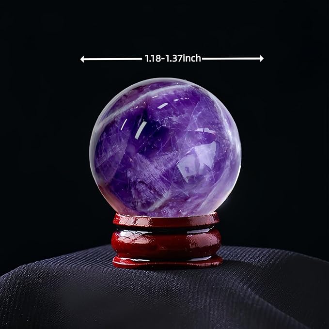 Natural Clear Quartz Crystal Sphere with Stand，5PC Real Crystals Ball, Clear Quartz Small Ball Decor (Amethyst Ball)