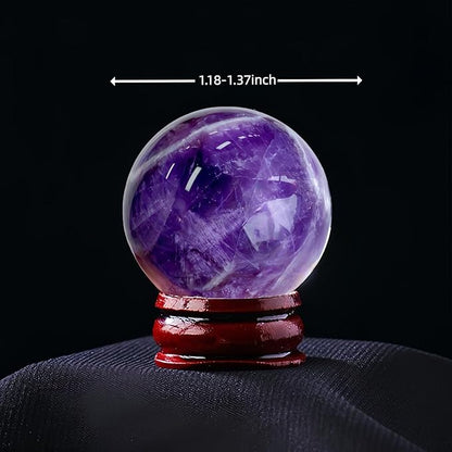 Natural Clear Quartz Crystal Sphere with Stand，5PC Real Crystals Ball, Clear Quartz Small Ball Decor (Amethyst Ball)