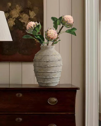 Kokrose Terracotta Vase, White Grey Rustic Farmhouse Decor, Vintage Large Pottery Clay Vase, Ceramic Flower Vases for Centerpieces, Table Top Fireplace Mantel Decor