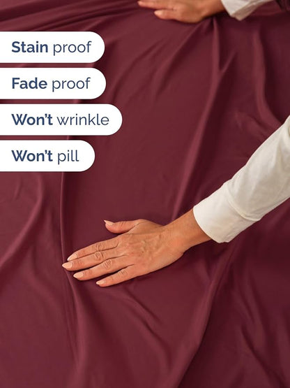 Extra Deep Cal King Sheet Set - 6 Piece Breathable and Cooling Sheets - Hotel Luxury Bed Sheets Set - Easy Fit - Soft, Wrinkle Free and Comfy Sheets Set - Burgundy Sheet Set with Extra Deep Pockets