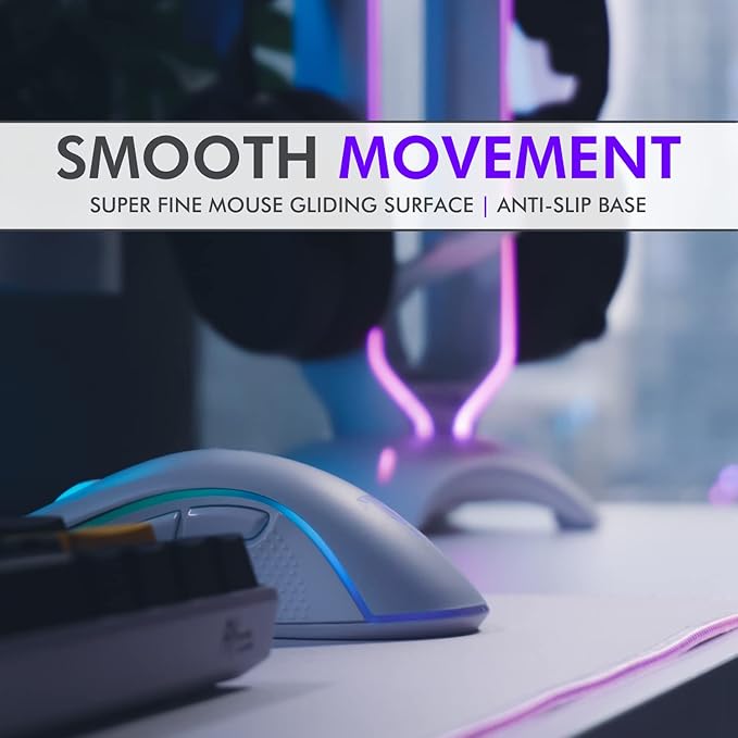 Tilted Nation Bone White Gaming Mouse Pad RGB - Large LED Mousepad - LED Desk mat with 8 Adjustable Light Modes - Non Slip Rubber Base, Easy to Clean Water Proof Surface Mat for Keyboard and Mouse