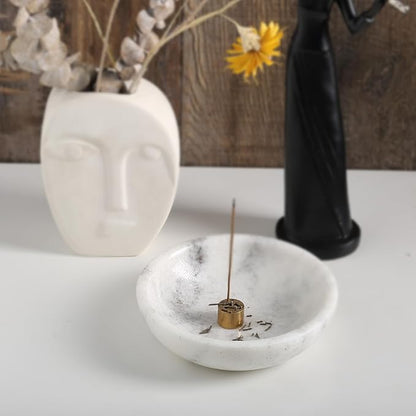 Koville Luxury Natural White Marble Incense Holder, Upgraded 6" Incense Holders for Sticks, Sturdy Incense Burner Ash Catcher, Ideal for Meditation, Relaxing, Easy to Clean