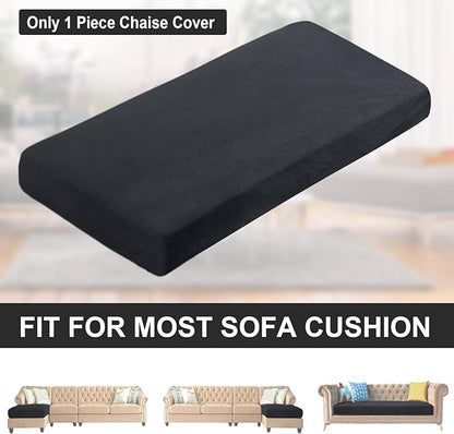 NAISI Sectional Couch Cover 1 Piece Velvet Separate Chaise Lounge Cover Soft Stretch Sofa Slipcovers for Left/Right Chaise Sectional Couch(Chaise Lounge,Black)