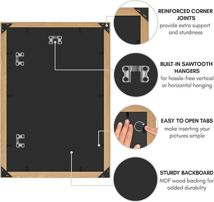 Americanflat 12x18 Poster Frame with Polished Plexiglass - Wide Picture Frames Made of Engineered Wood for Vertical or Horizontal Wall Display - Epic Collection - Pine