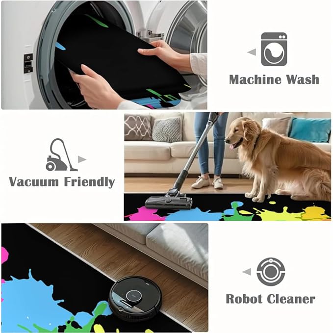 Colorful Paint Splash Rug 6x8 Large Area Rugs Minimalist Multicolor Art Rugs Soft Non Slip Washable Non Shedding Indoor Carpet for Living Room Bedroom Kids Room Home Entrance Foyer Decor
