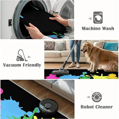 Colorful Paint Splash Rug 6x8 Large Area Rugs Minimalist Multicolor Art Rugs Soft Non Slip Washable Non Shedding Indoor Carpet for Living Room Bedroom Kids Room Home Entrance Foyer Decor