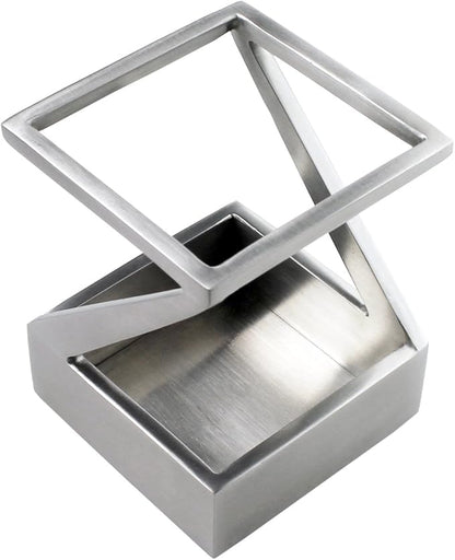 Modern Art Pen and Pencil Holder St203 Stainless Steel Silver color Patented High-end Deck Accessory Desktop Pen Case Cup Tray Stand Office Organizer Christmas Valentines Gift.