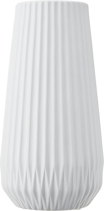 Bloomingville Tall White Ceramic Fluted Vase