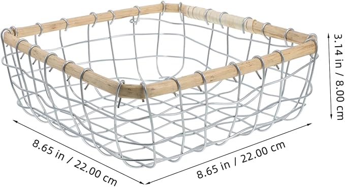 Mikinona Iron Wire Woven Basket Decorative Storage Container for Fruits Snacks and Bread Compact Multi-purpose Basket for Picnics Desks and Home Organization Elegant Design
