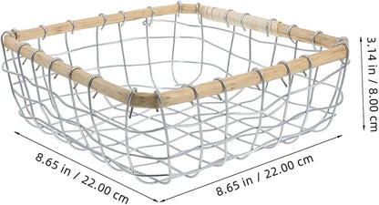 Mikinona Iron Wire Woven Basket Decorative Storage Container for Fruits Snacks and Bread Compact Multi-purpose Basket for Picnics Desks and Home Organization Elegant Design