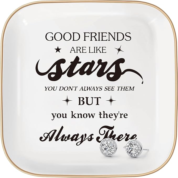 Christian Jewelry Dish Gifts for Women,Personalized Confirmation Jewelry Tray Gifts for Teen Girls，Baptism Gifts for Girl with Bible Verse for Birthdays Christmas (Good Friends)
