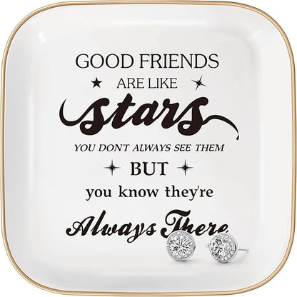 Christian Jewelry Dish Gifts for Women,Personalized Confirmation Jewelry Tray Gifts for Teen Girls，Baptism Gifts for Girl with Bible Verse for Birthdays Christmas (Good Friends)