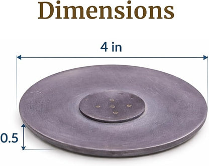 Handmade Natural Grey Marble Incense Stick Holder - Round Incense Burner With Multiple Holes For Incense Sticks. Decorative Ash Catcher For Home and Office Decor. (4 inch Diameter, Grey)