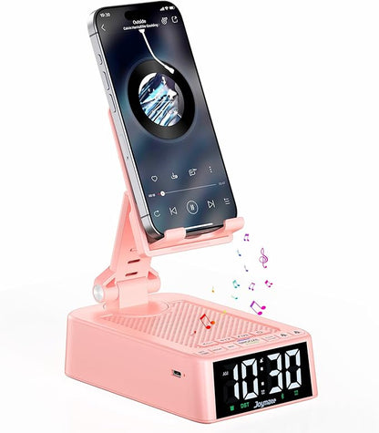 Gifts for Women Girls, Phone Stand with Bluetooth Speaker 360° Rotable Angle Adjustable Cell Phone Holder for Desk with HD Subwoofer Sound Fits All Phones,Tablets (Pink)