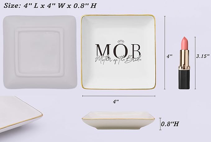 NZY Mother of the Bride Gifts from Bride,Bridal Shower Gifts for Mother,Wedding Present for Mom from Daughter-Thank You Presents for Mom-Ceramic Jewelry Tray Trinket Holder Ring Dish-MOB