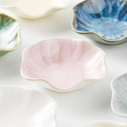 2Pcs Ceramic Jewelry Dish - Lotus Leaf Shape, for Ring Holder Necklace Small Key, Suitable for Mother Friend Sister, Gifts for Women, Cute Plate Trinket Tray, Home Decor (Pink-2PCS)