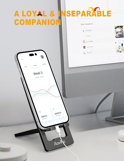 Ultra - Thin Portable Phone Stand: Foldable & Space - Saving, Fits 3.7-7 inch Devices, Black