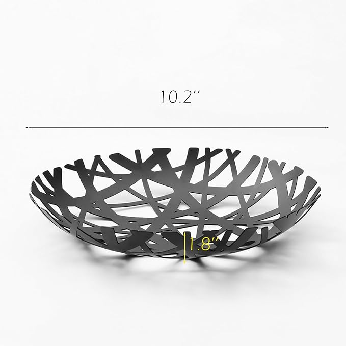 IBWell Fruit Bowl, Integrated High end Modern Home Creative Fruit Basket for Counters, Kitchen, Countertop, Home Decor(Black)