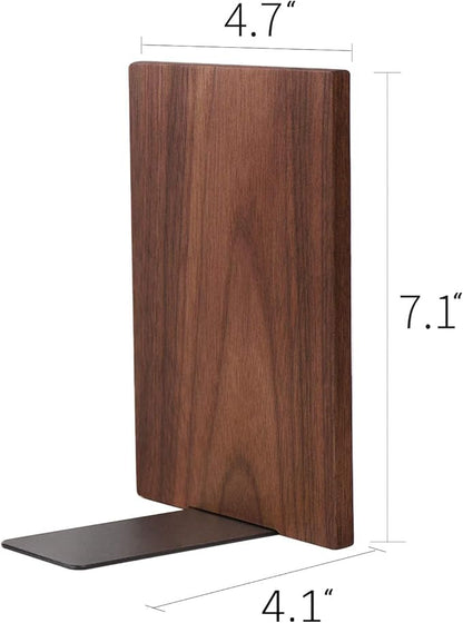 Muso Wood Handmade Walnut Book Ends, Non-Skid Bookends for Shelves, Large Sturdy Book Ends for Heavy Books, Decorative Book Shelf (1 Pair)
