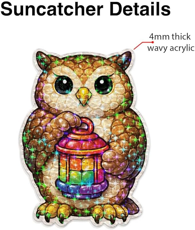 Bronze Owl Beacon Acrylic Suncatcher, Window Hanging Sun Catcher Ornament, Crystal Prism Light Catcher Decor, Sunlight Window Decor, Aesthetic Home Decor Gift