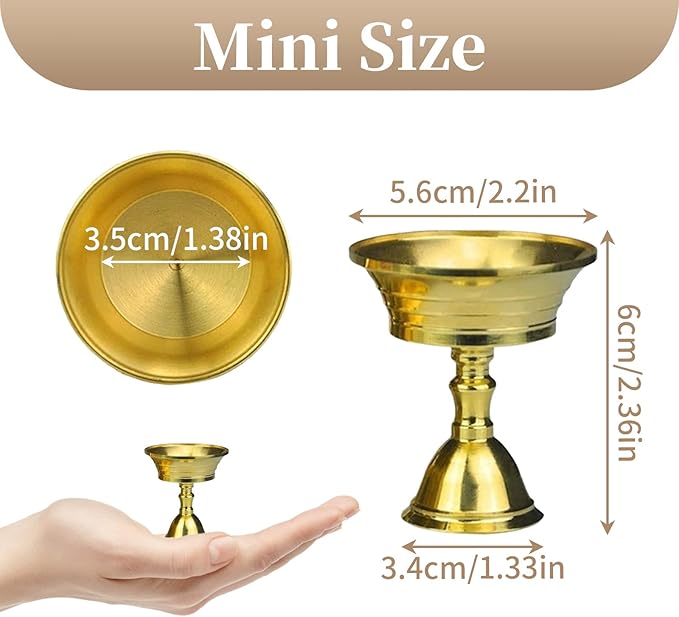 Sziqiqi Ghee Lamp Butter Lamp Holder Brass Diyas Diwali Candle Holder Tibetan Brass Oil Lamp Buddhist Altar Offering Supplies Pack of 12