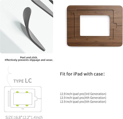 Bamboo Tablet Drawing Stand Tablet Holder - Portable & Adjustable 5 Angles,Laptop Stands Riser,Compatible with 12.9/13 inch iPad Pro-3rd-7th Gen(Walnut Varnish)
