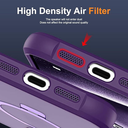 Compatible with iPhone 12 Pro Max Case & iPhone 13 Pro Max Case with Invisible Magnetic O-Ring Stand Translucent Phone Cases 6.7" [Compatible with Mag-Safe][Great Grip Feeling], Purple
