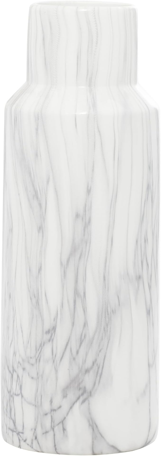 Deco 79 Ceramic Decorative Vase Faux Marble Centerpiece Vase, Flower Vase for Home Decoration 6" x 6" x 15", White