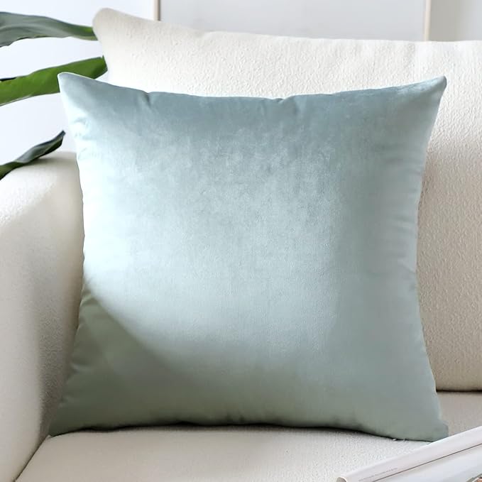 Artscope Luxury Velvet Pillow Covers Super Soft Decorative Square Throw Pillow Covers Case Cushion Covers for Sofa Couch Bedroom Car Decor 24x24 Inch Light Grey