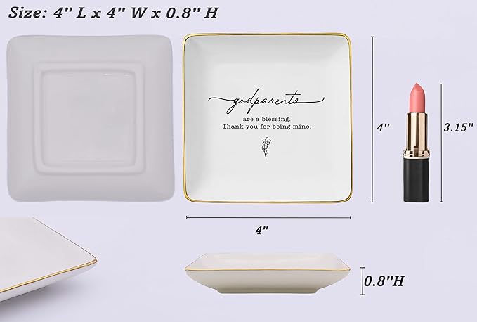 NZY Godmother Gift,First Time Godparents Gift,Godparents Proposal Gift,Pregnancy Announcement Gift,Godparents to Be,Christening Gift,Baptism Gift,Christmas Gift-Jewelry Tray Trinket Holder Ring Dish