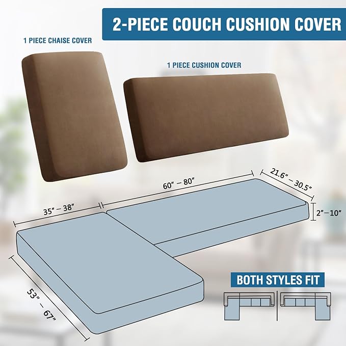 H.VERSAILTEX Fleece L Shaped Couch Cover 2 Piece Stretch Couch Covers for Sectional Sofa Thick Soft Sofa Cover for Dogs Feature Comfortable and Durable Fabric, (3 Seater + 1 Chaise, Camel)