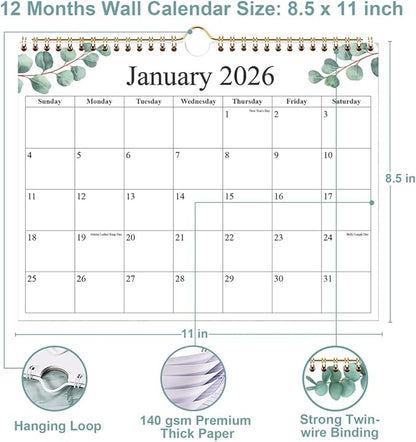 2026 Wall Calendar - Calendar 2026 from January 2026 - December 2026, 12 Months Calendar with Premium Paper, 8.5" x 11", Nature