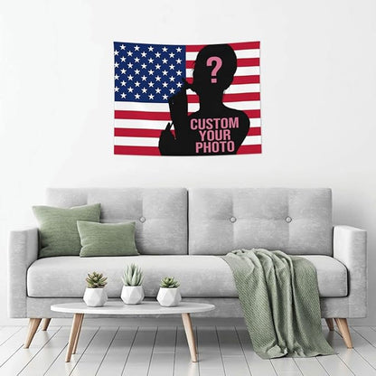 Custom Flag Tapestry Personalized Picture Image Text Custom Tapestry Wedding Backdrop 37''W X 29''L Tapestry For Dormitory