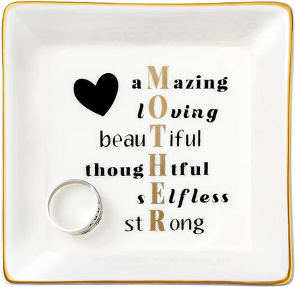JoycuFF Birthday Gifts for Mom Ring Trinket Dish Tray Jewelry Ring Holder Mother's Day Thanksgiving Day Christmas Gifts for Mom Mama from Daughter or Son