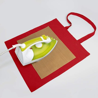 NPBAG 25 Pack 15'' X 16'' Red Cotton Tote Bags, Blank Bulk Cloth bags with 1pc of PTFE Teflon Sheet (M)