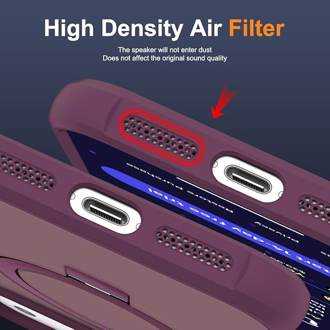 Compatible with iPhone 17 Pro Max Case with Invisible Magnetic O-Ring Stand Military-Grade Translucent Case for iPhone 17 ProMax 6.9" [Compatible with Mag-Safe][Great Grip Feeling],Wine Red