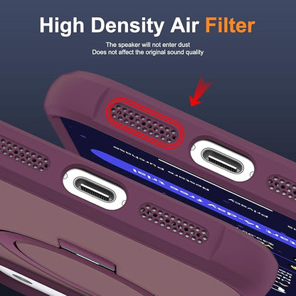 Compatible with iPhone 17 Pro Max Case with Invisible Magnetic O-Ring Stand Military-Grade Translucent Case for iPhone 17 ProMax 6.9" [Compatible with Mag-Safe][Great Grip Feeling],Wine Red