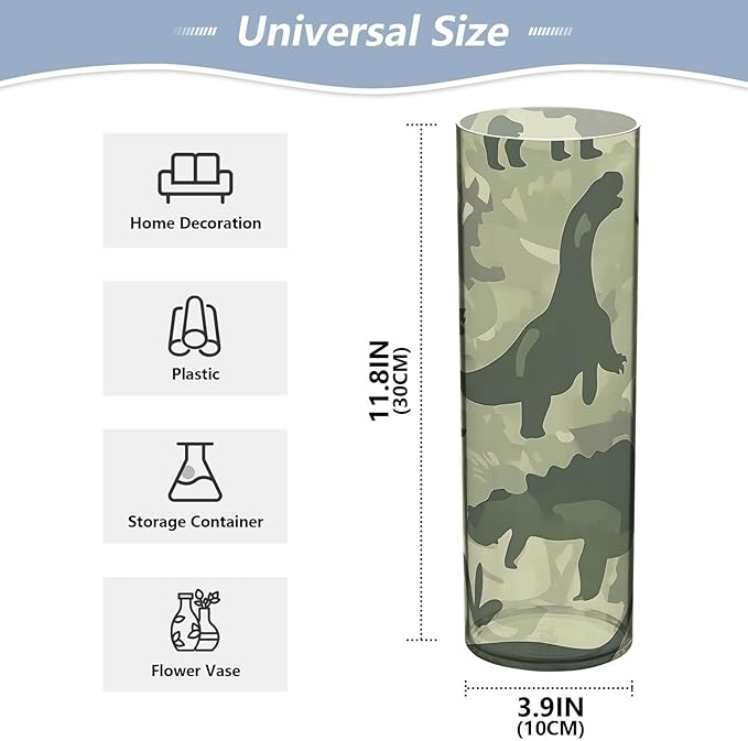 ALAZA Abstract Dinosaur Camouflage Pattern Flower Vases for Home Decor Kitchen Bedroom Living Room Bathroom Office Table Decorations