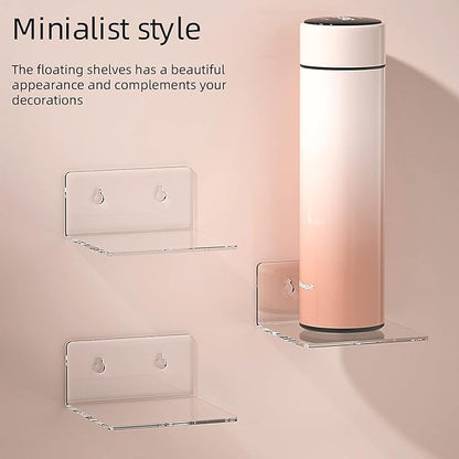 Acrylic Wall Shelves for Storage,Floating Shelf,Clear Display Shelves,Ledges for Pop Figures Plant Organizer for Toy Games Spices Perfumes Picture Photo for Bedroom Decor Living Room